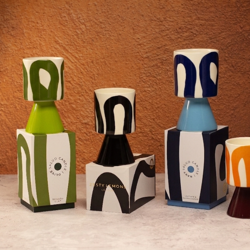 Kiln: Drip Glaze Candle Navy - Leather & Sandalwood