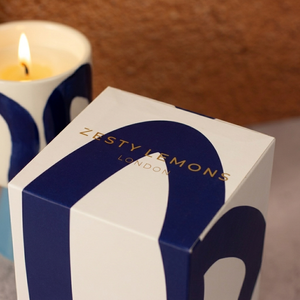 Kiln: Drip Glaze Candle Navy - Leather & Sandalwood