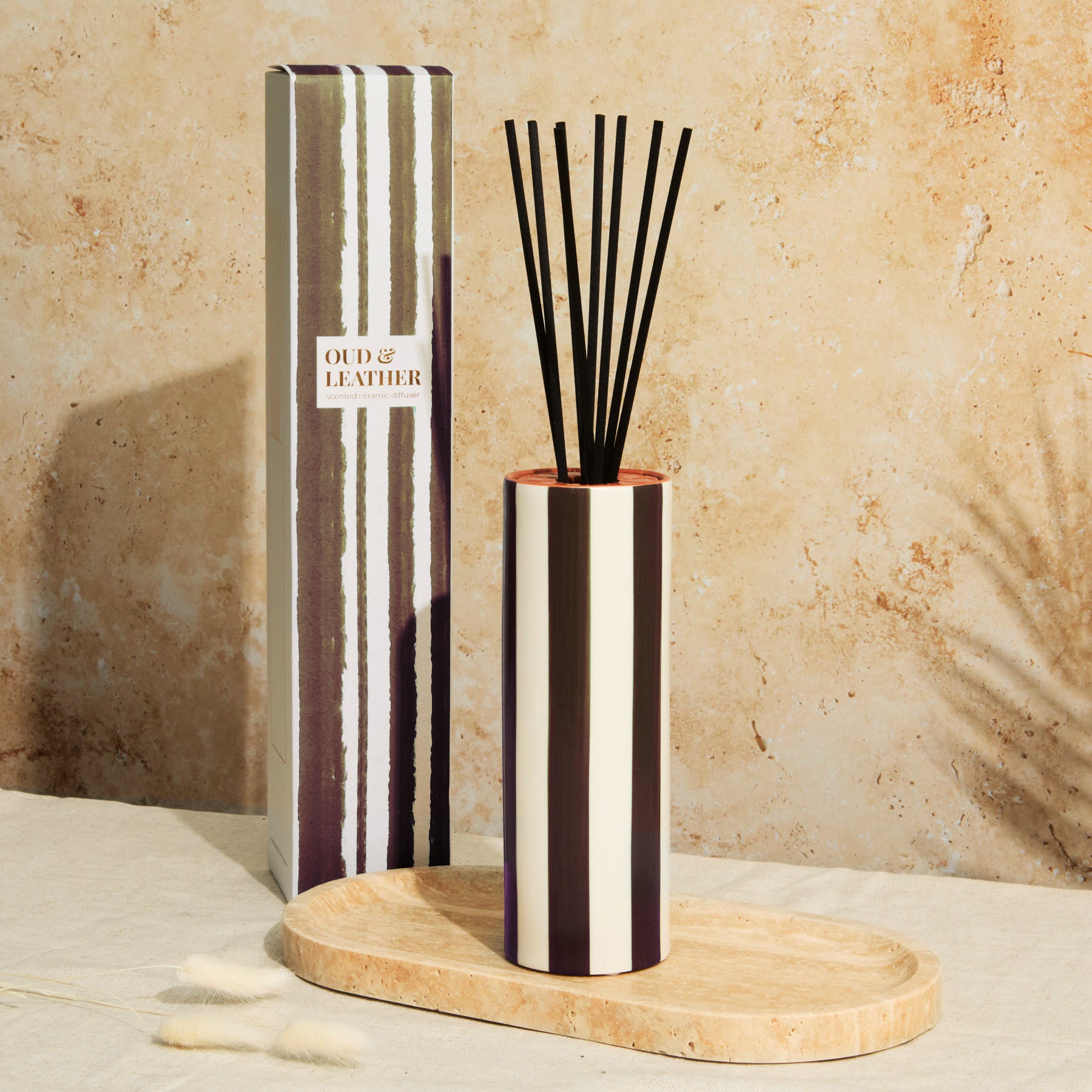 Marrakesh: Chocolate Striped Diffuser - Tomato Leaf