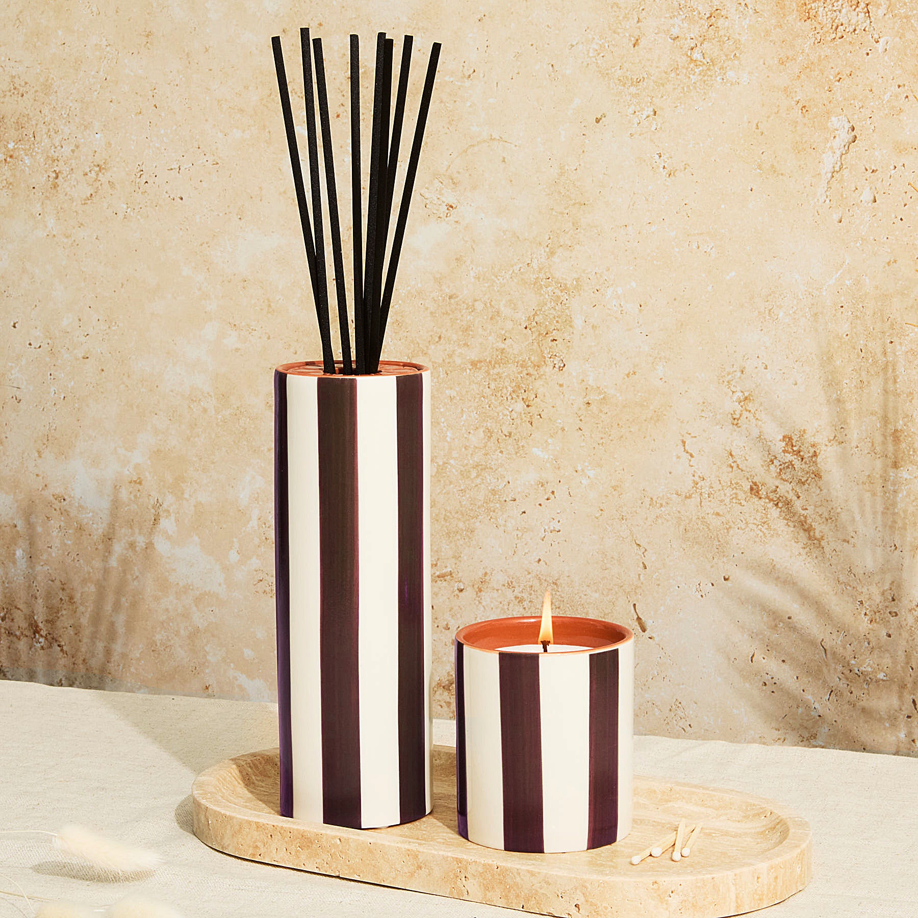 Marrakesh: Chocolate Striped Diffuser - Tomato Leaf