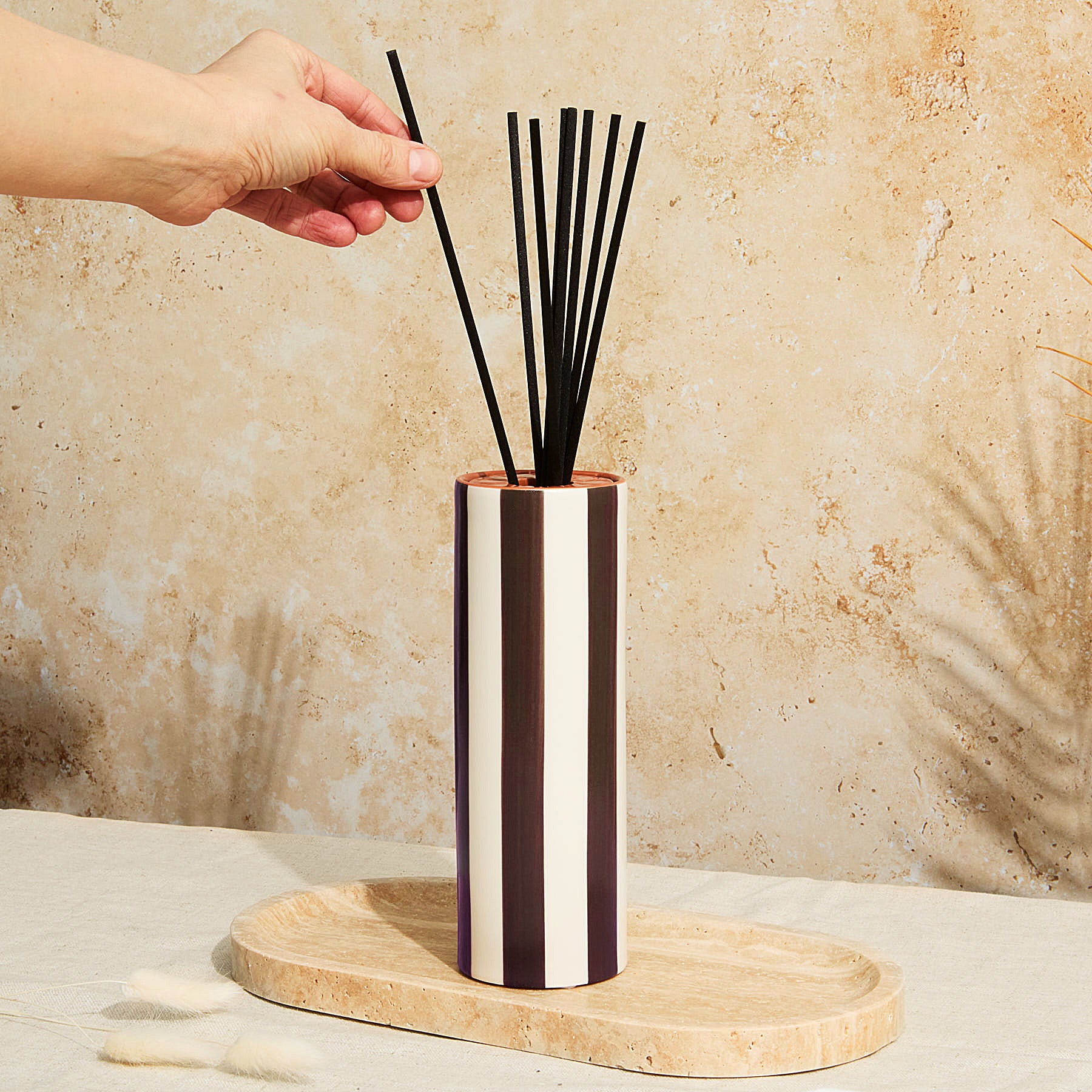 Marrakesh: Chocolate Striped Diffuser - Tomato Leaf