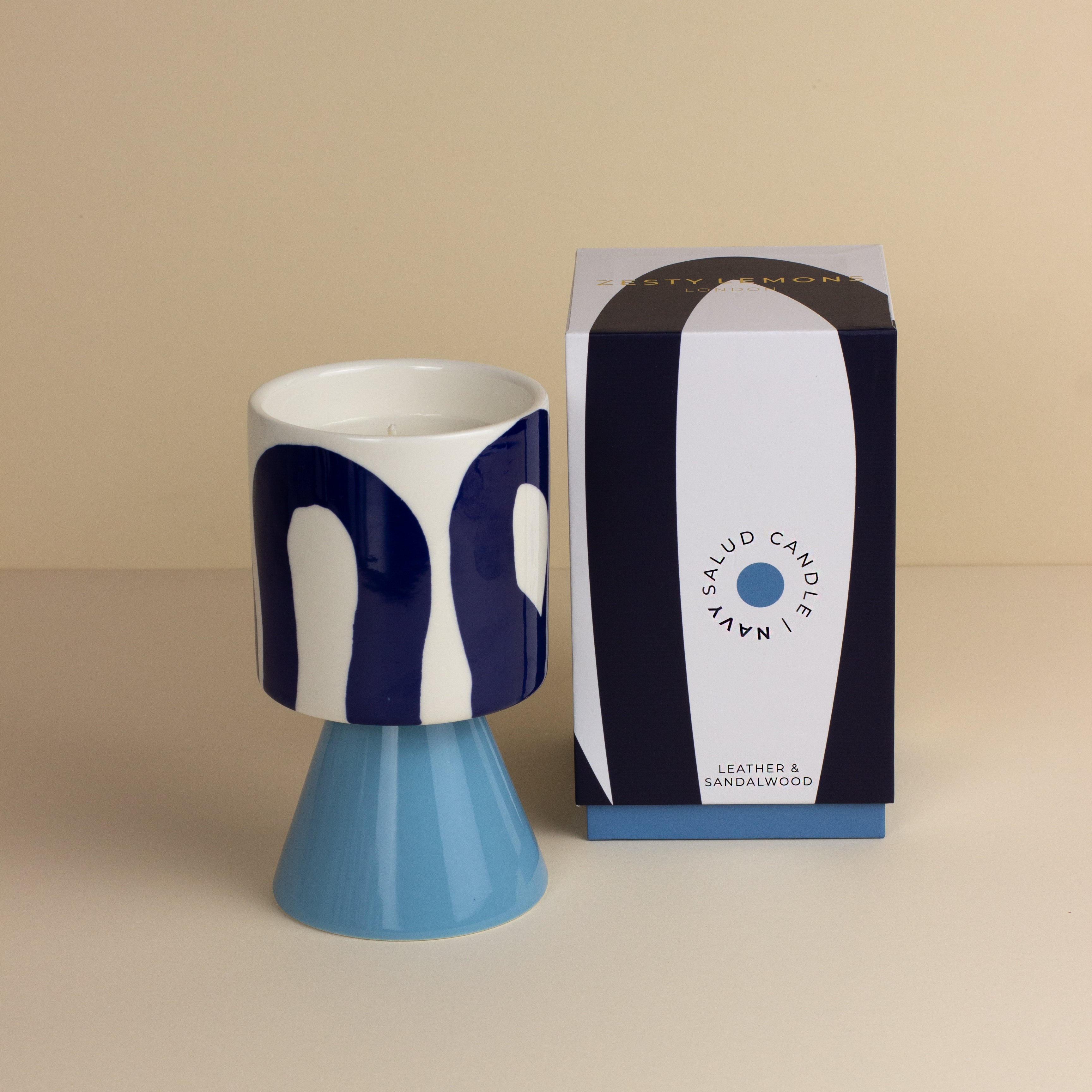 Kiln: Drip Glaze Candle Navy - Leather & Sandalwood