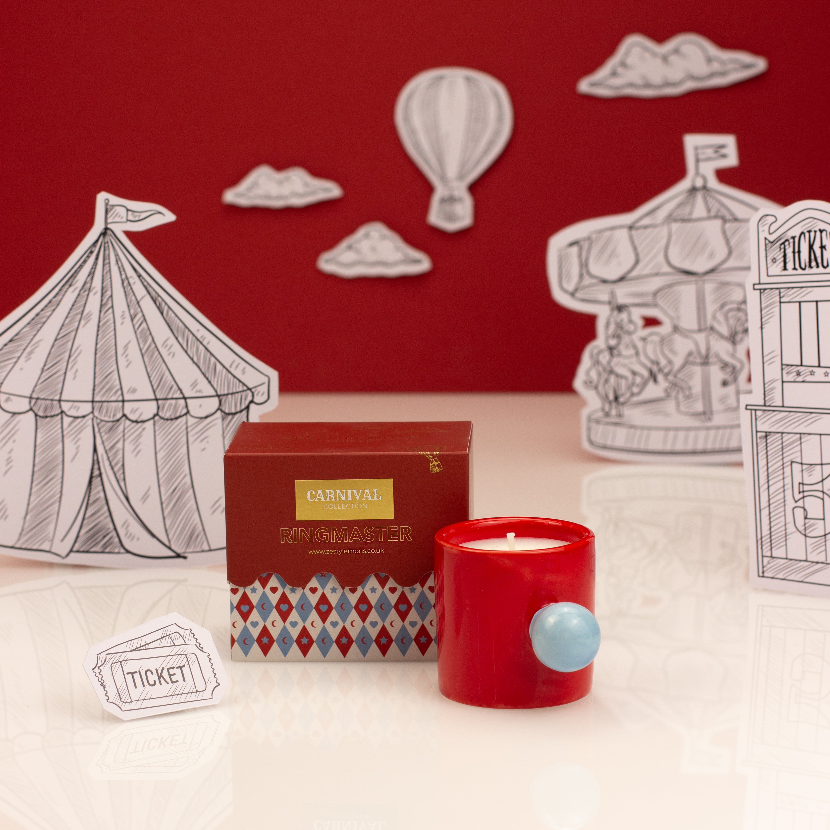 Carnival Carousel Cup Candle - Red Ringmaster