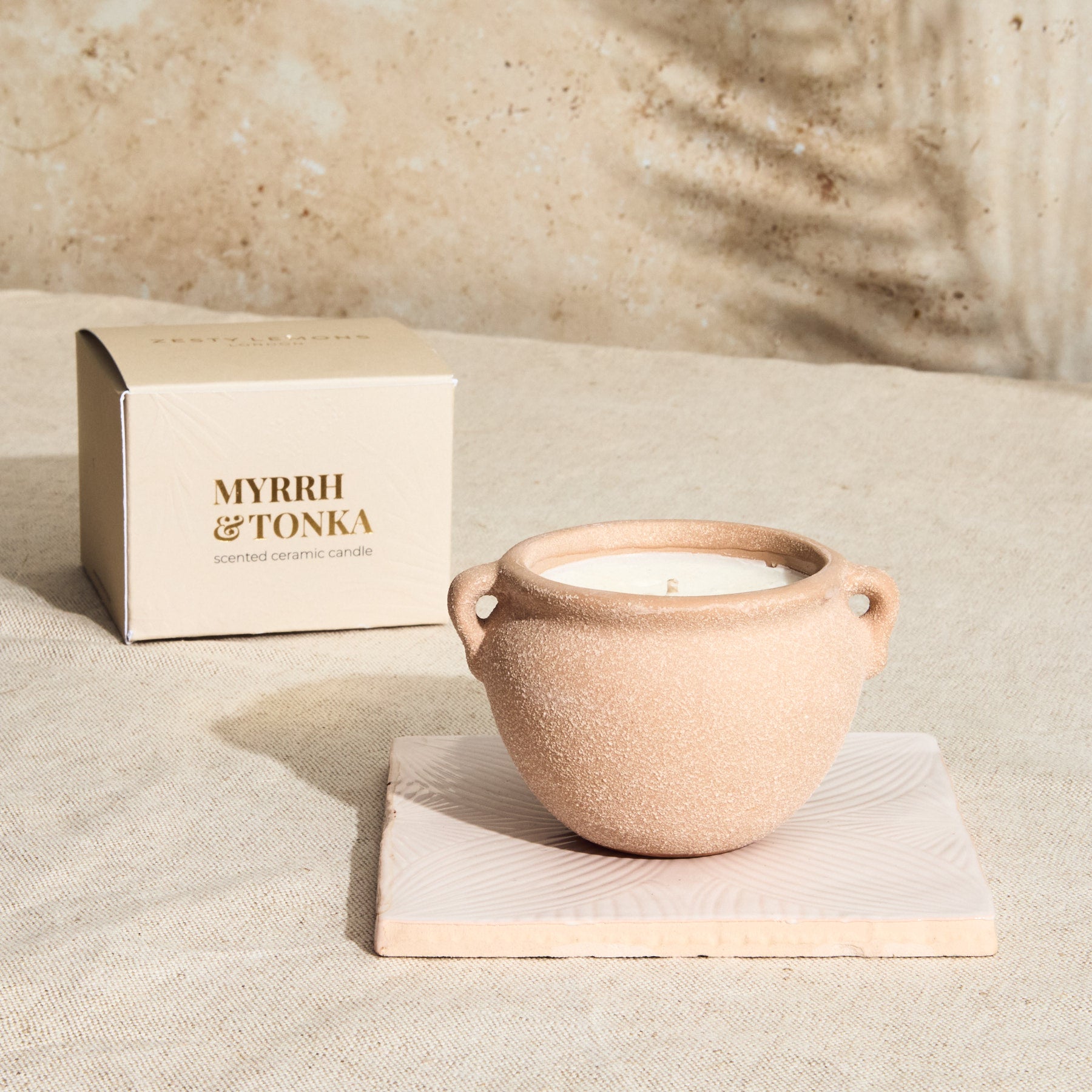 Marrakesh Sandstone Pottery Candle - Myrrh & Tonka