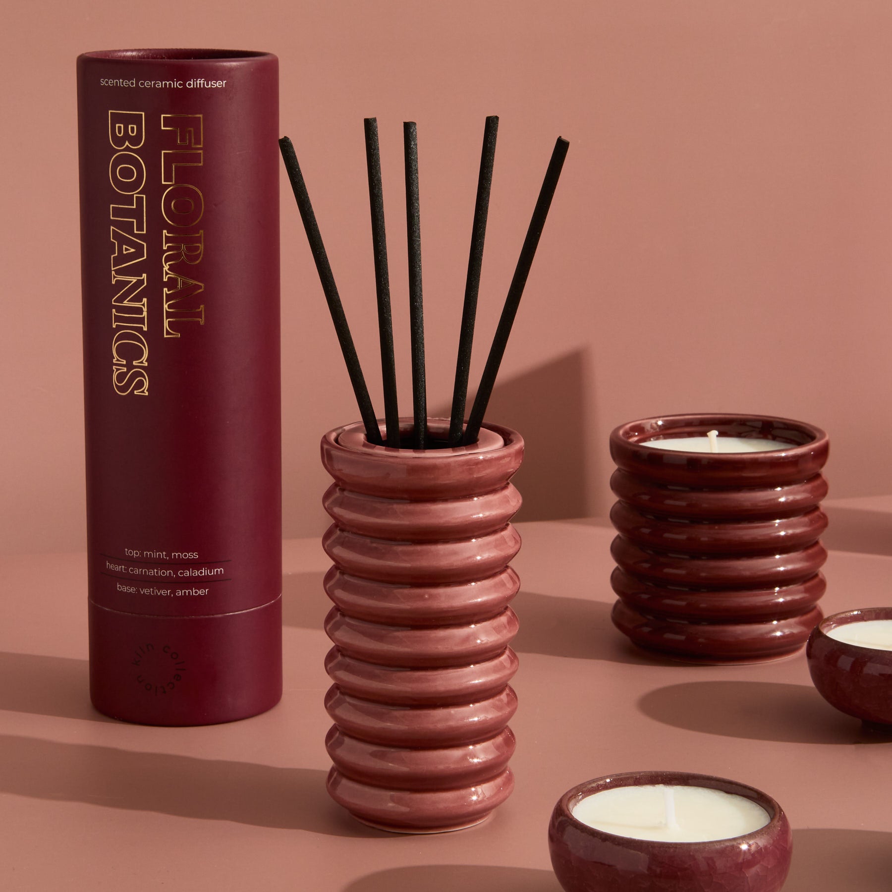 Contemporary Kiln Large Burgundy Candle