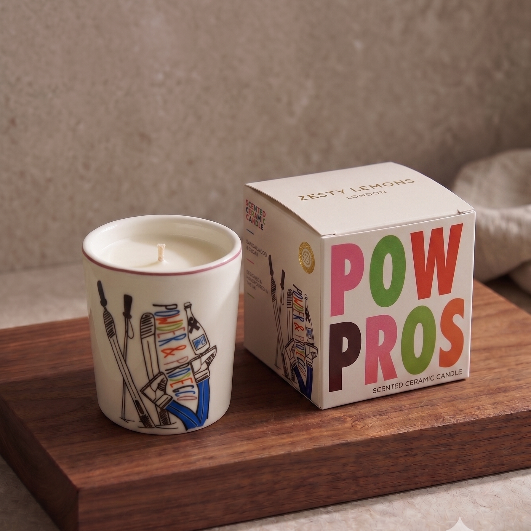 Powder & Prosecco Candle: Sandalwood & Cedar