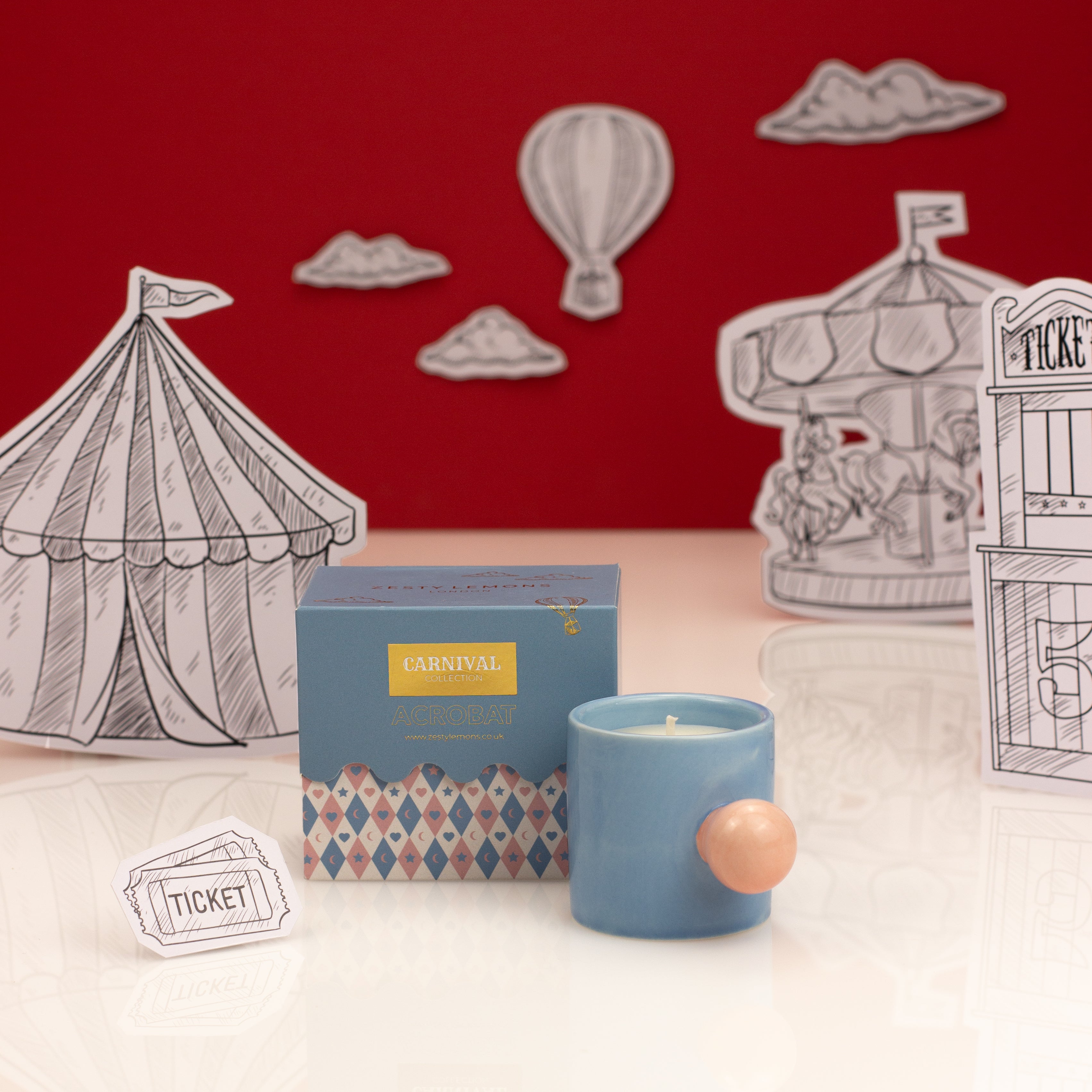 Carnival Carousel Cup Candle - Blue Acrobat