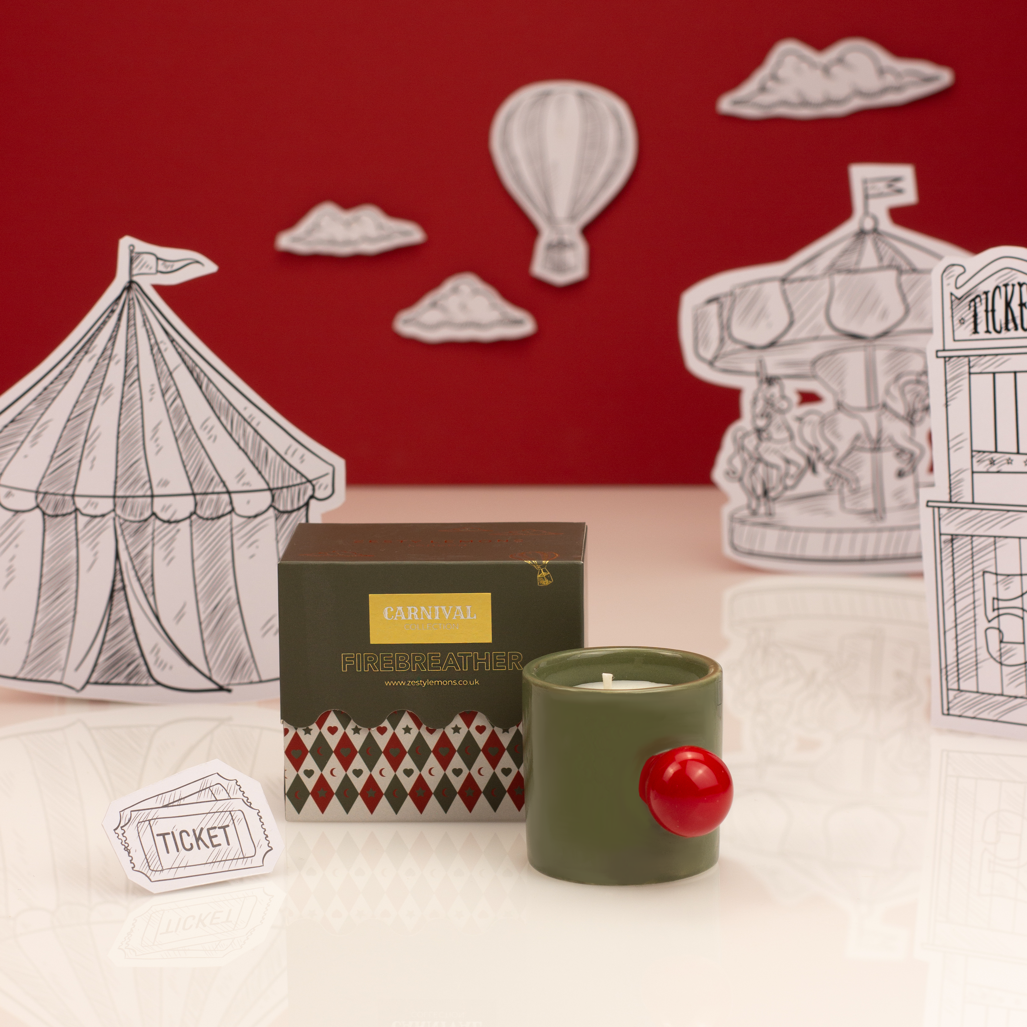 Carnival Carousel Cup Candle - Olive Firebreather