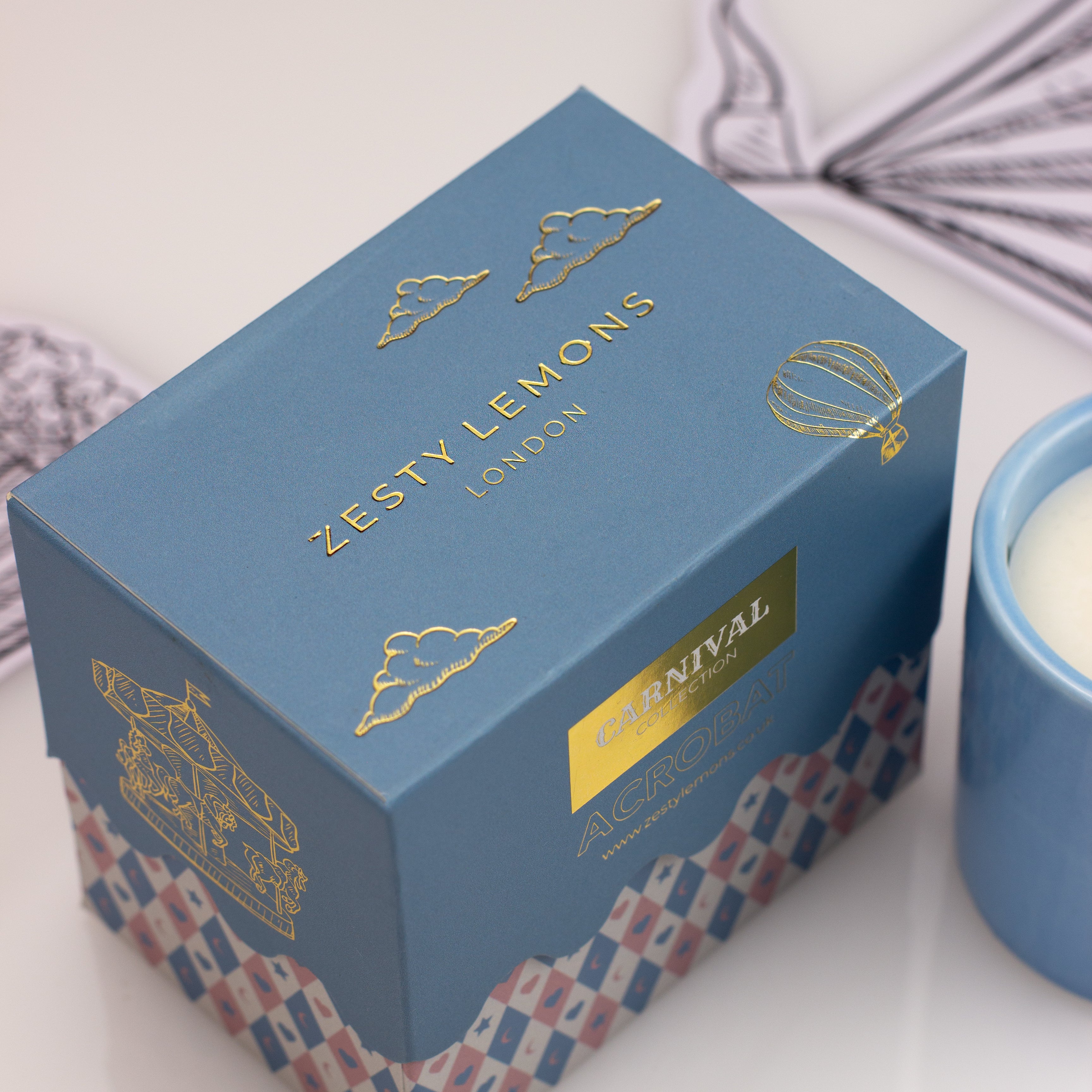 Carnival Carousel Cup Candle - Blue Acrobat