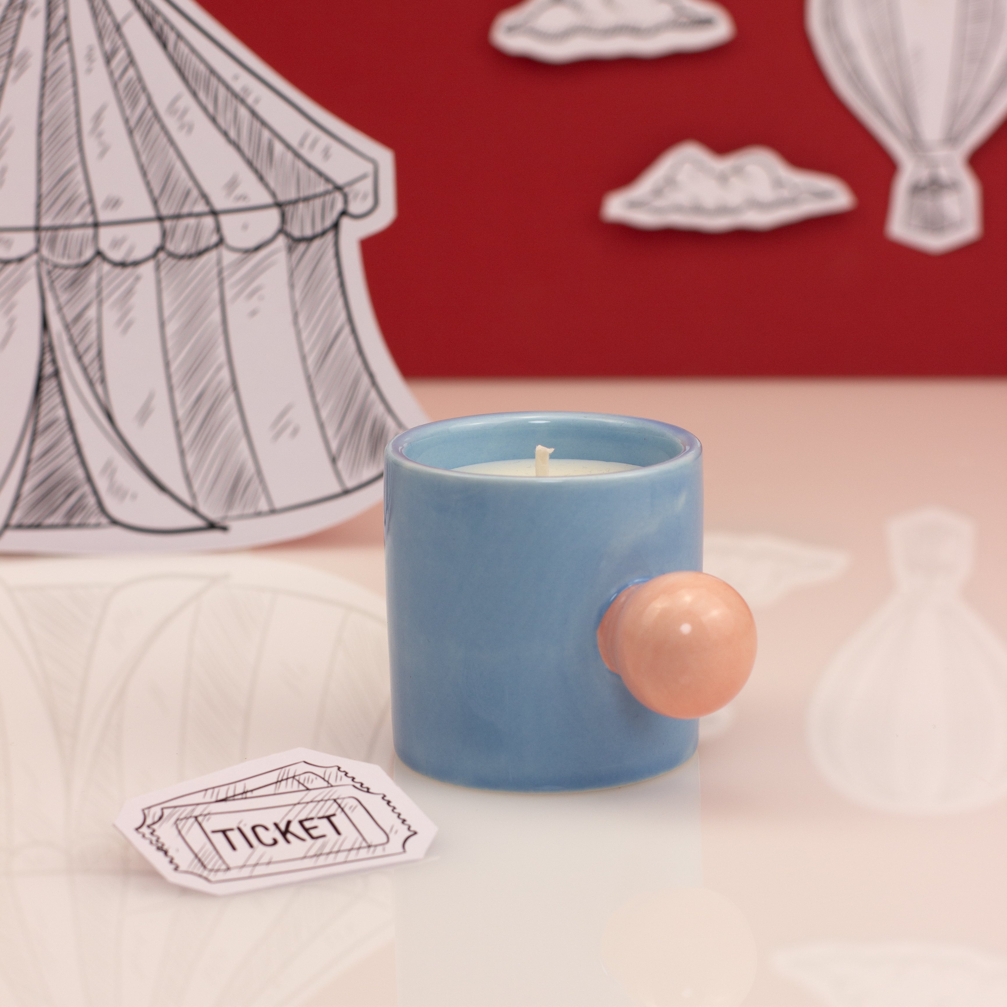 Carnival Carousel Cup Candle - Blue Acrobat